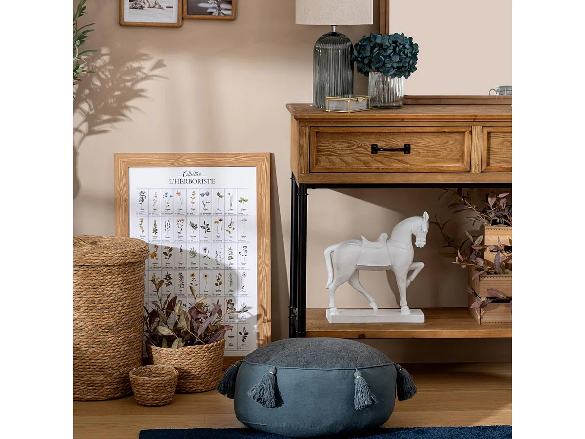 Coussin de Sol Pompons "Little Cottage" 43cm Bleu