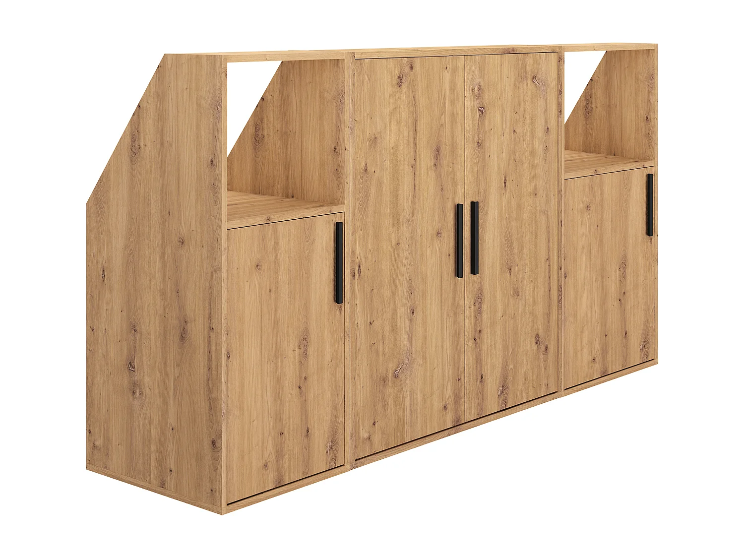 Meuble sous pente 6 portes et 2 niches - Coloris : Naturel - ADEZIO