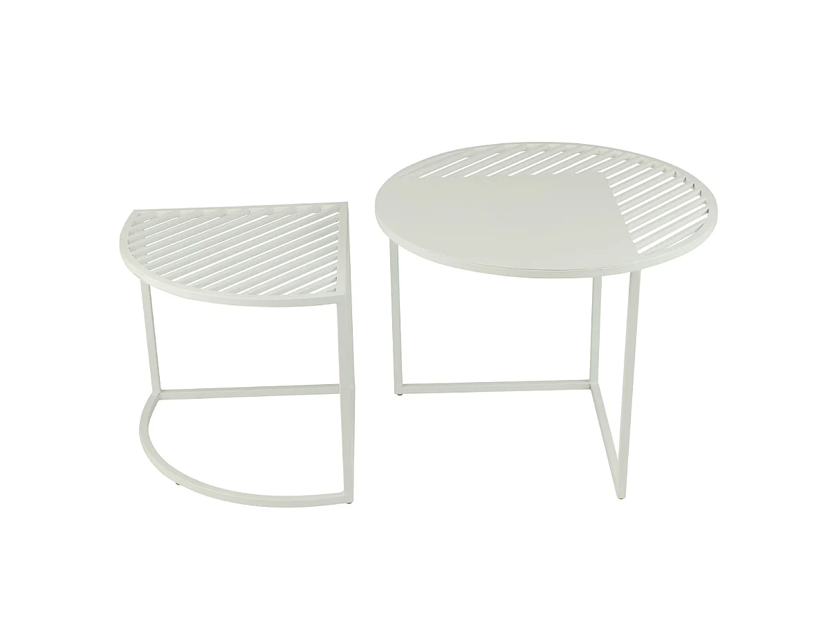Lot de 2 Tables d'Appoint de Jardin "Celie" 60cm Blanc