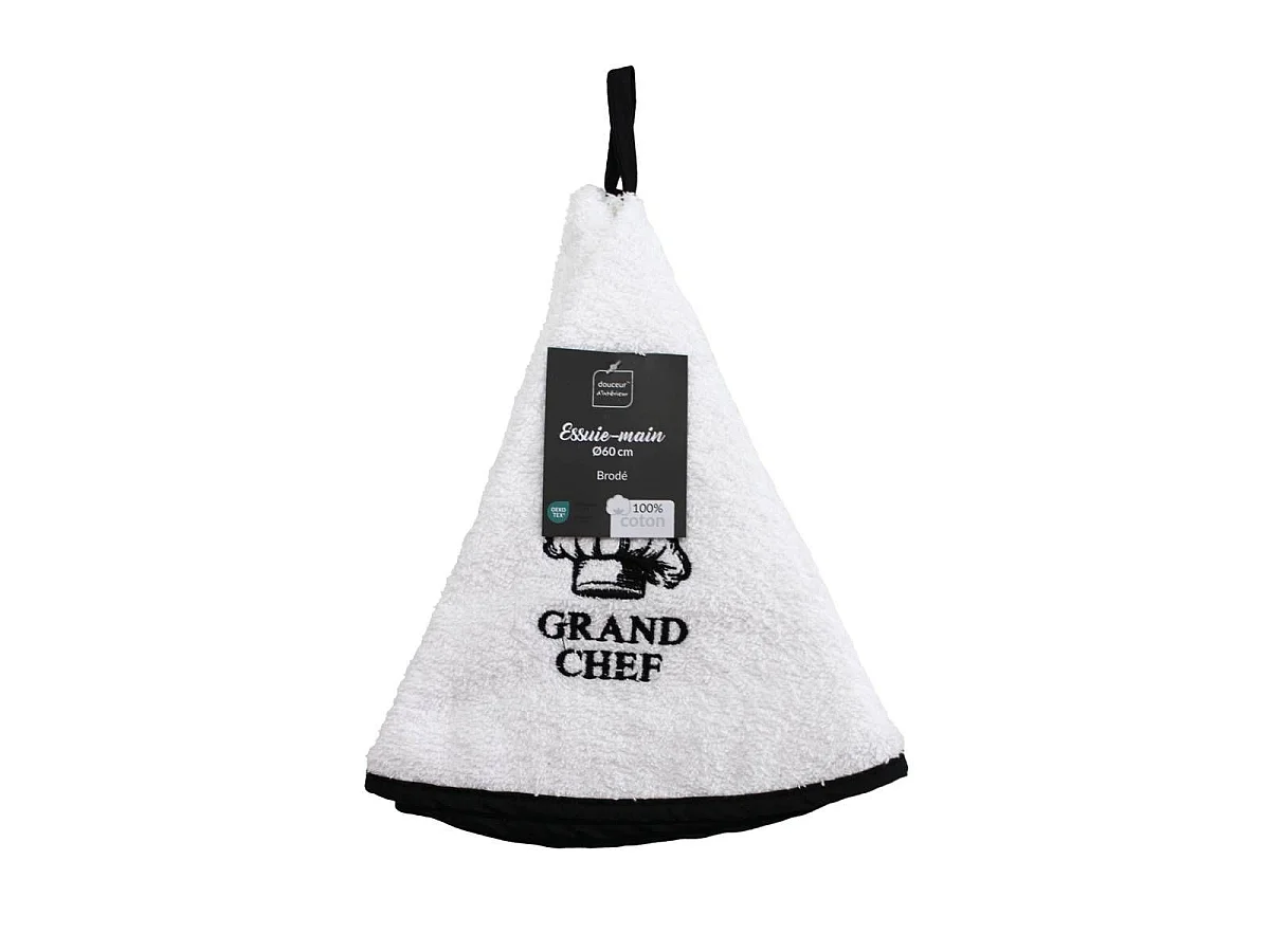 Essuie-Main en Éponge "Grand Chef" 60cm Blanc