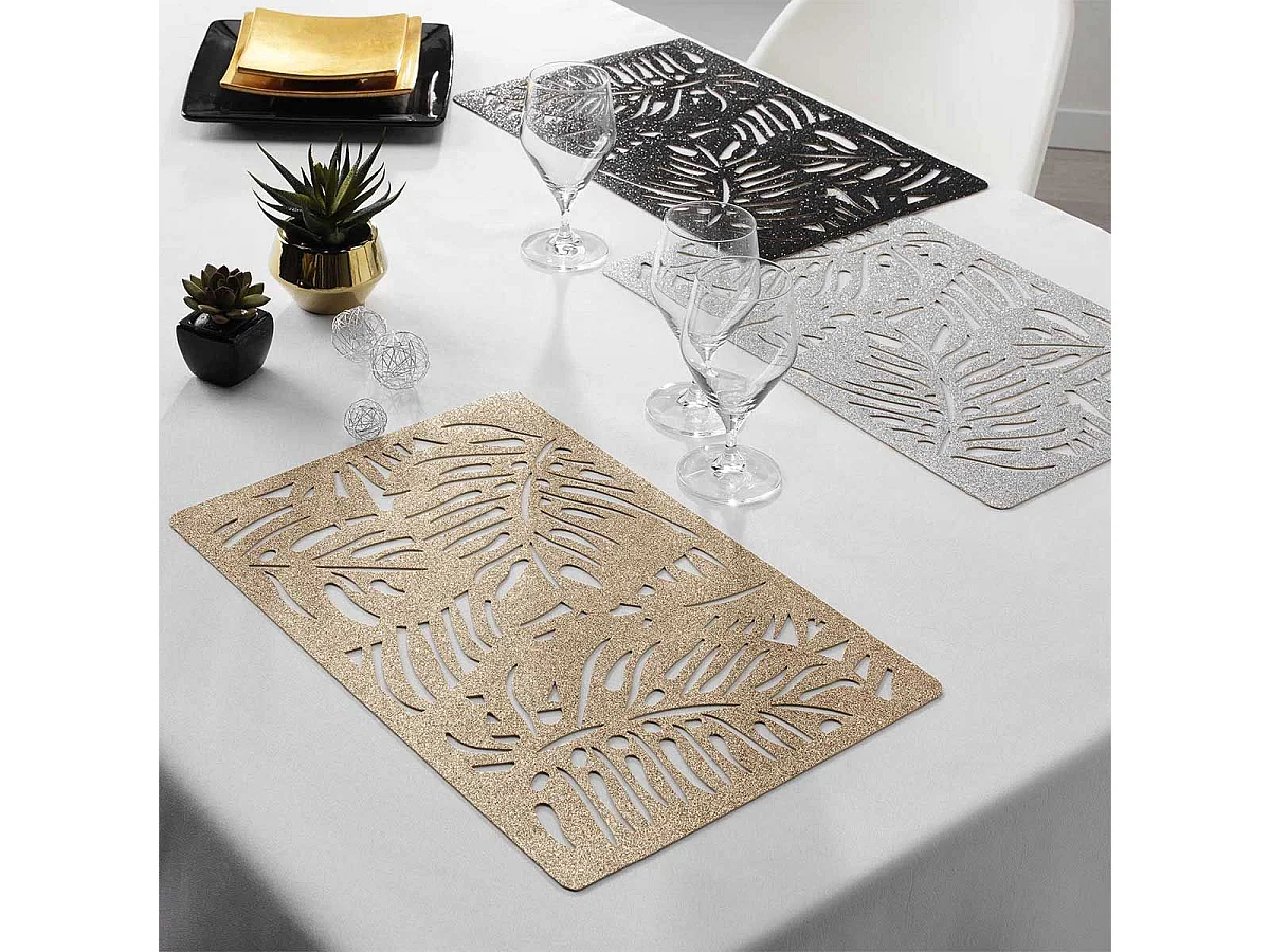 Set de Table avec Paillettes "Lena" 30x45cm Noir