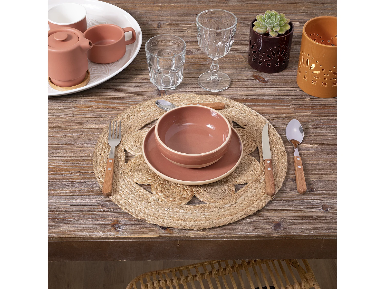 Set de Table en Jute "Ajouré" 38cm Naturel