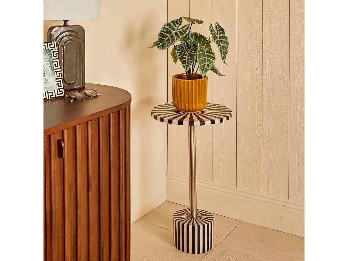 Table d'Appoint Design "Nema" 36cm Noir & Blanc