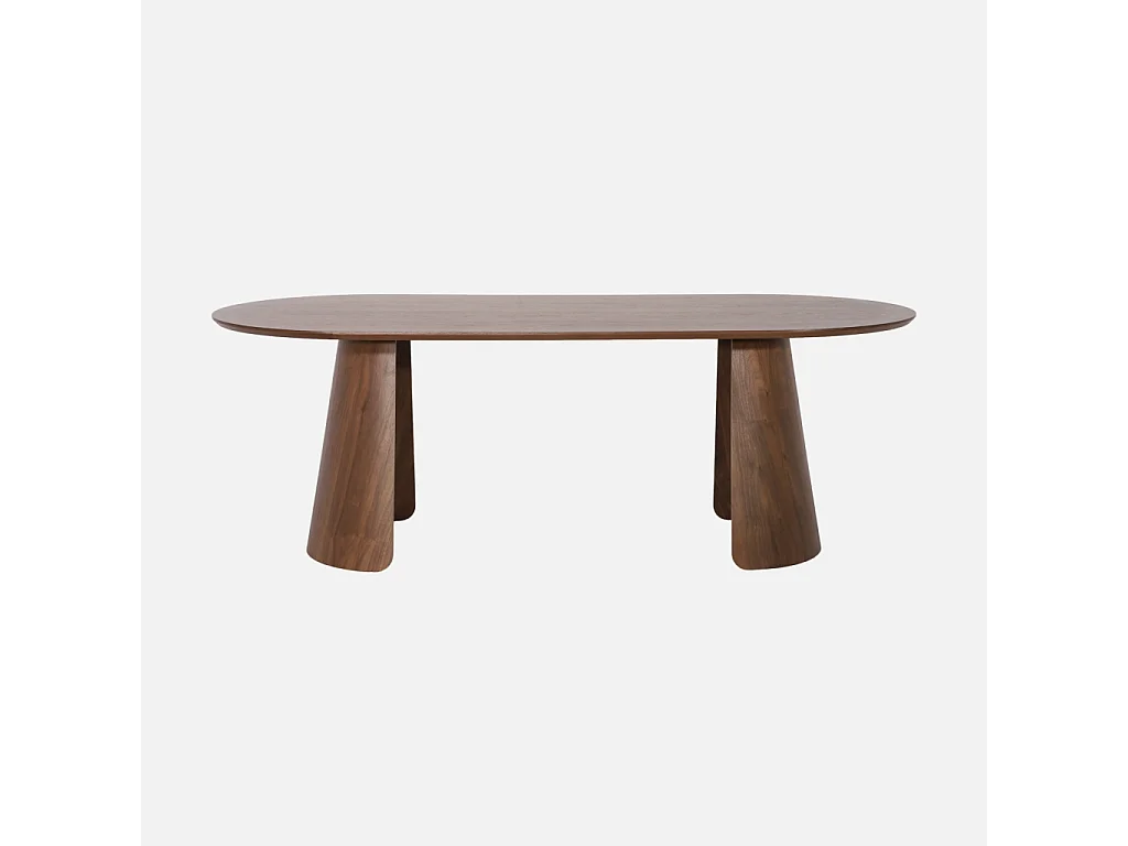 Table à manger oblongue décor bois 8 places noyer - Mathilde