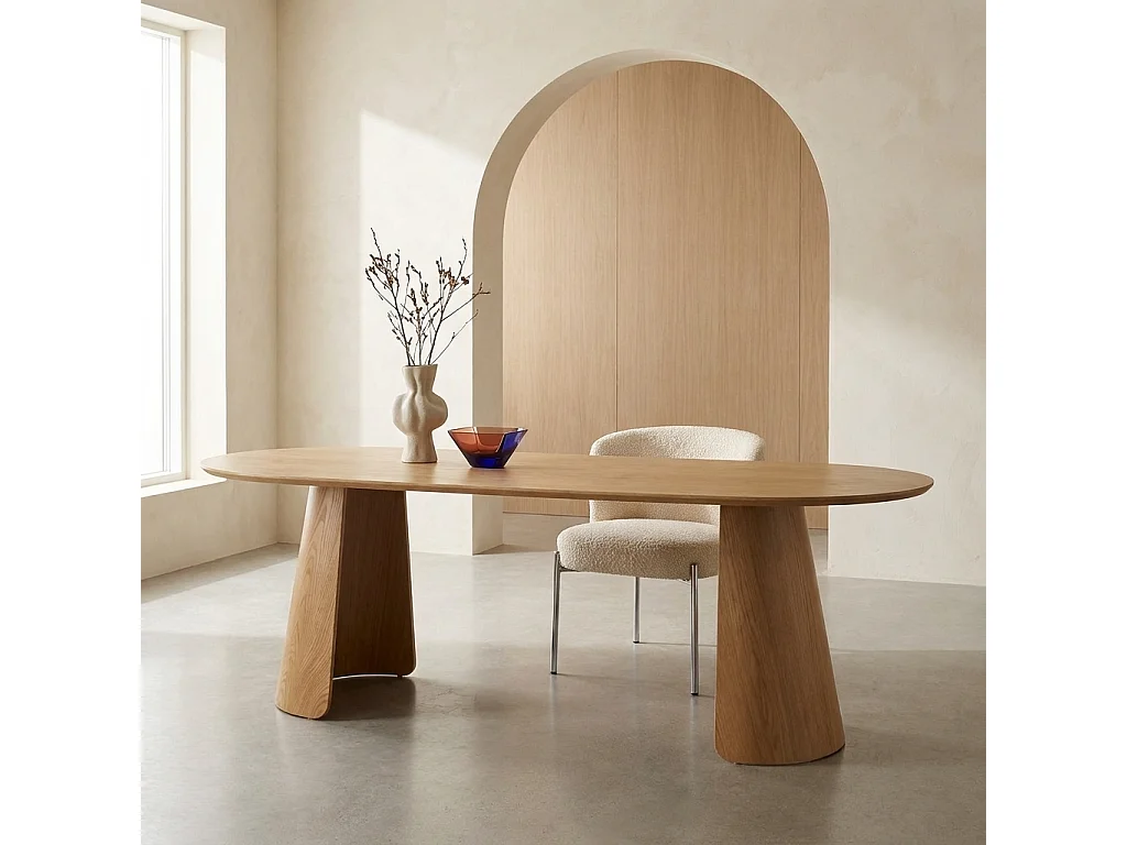 Table à manger oblongue décor bois 8 places chêne - Mathilde