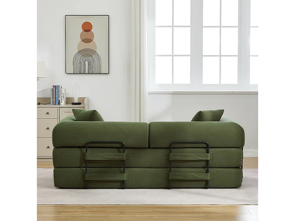Canapé-lit convertible, canapé en velours côtelé avec matelas pliable, canapé de sol, aucun assemblage requis