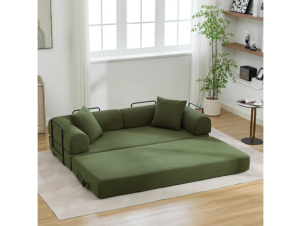 Canapé-lit convertible, canapé en velours côtelé avec matelas pliable, canapé de sol, aucun assemblage requis