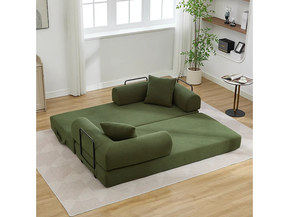 Canapé-lit convertible, canapé en velours côtelé avec matelas pliable, canapé de sol, aucun assemblage requis