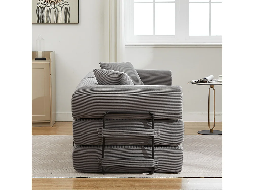 Canapé-lit convertible, canapé en velours côtelé avec matelas pliable, canapé de sol, aucun assemblage requis