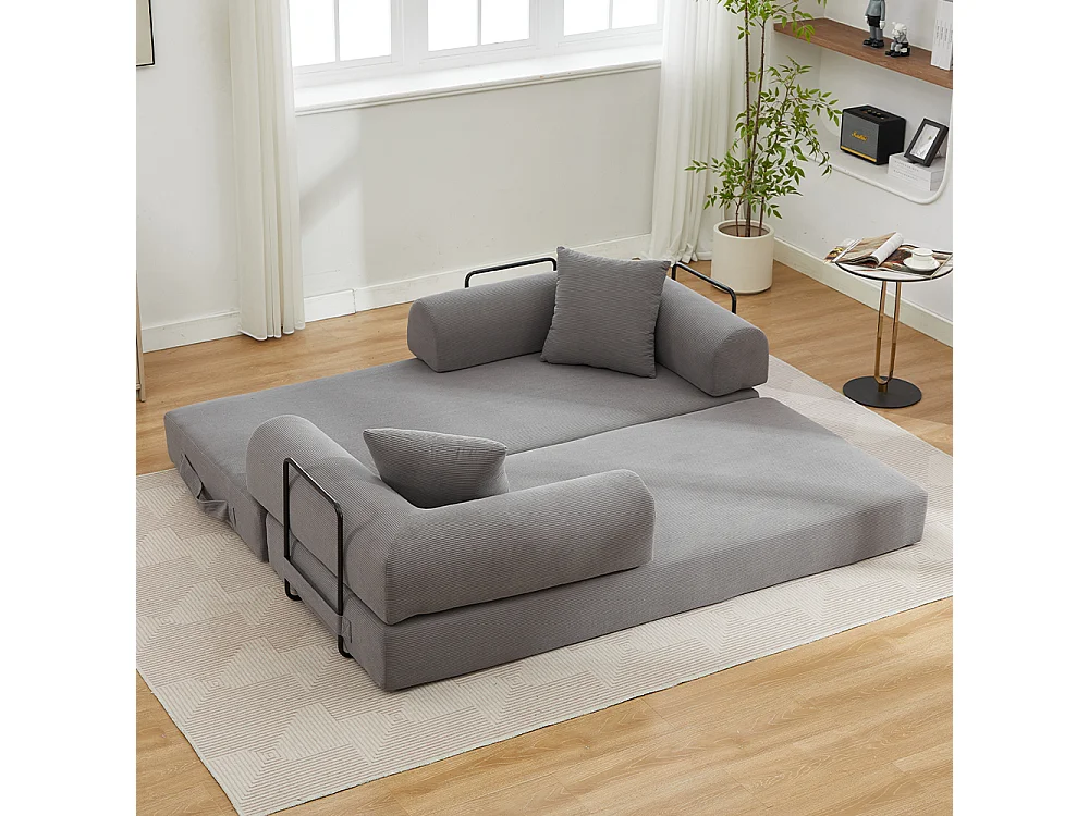 Canapé-lit convertible, canapé en velours côtelé avec matelas pliable, canapé de sol, aucun assemblage requis