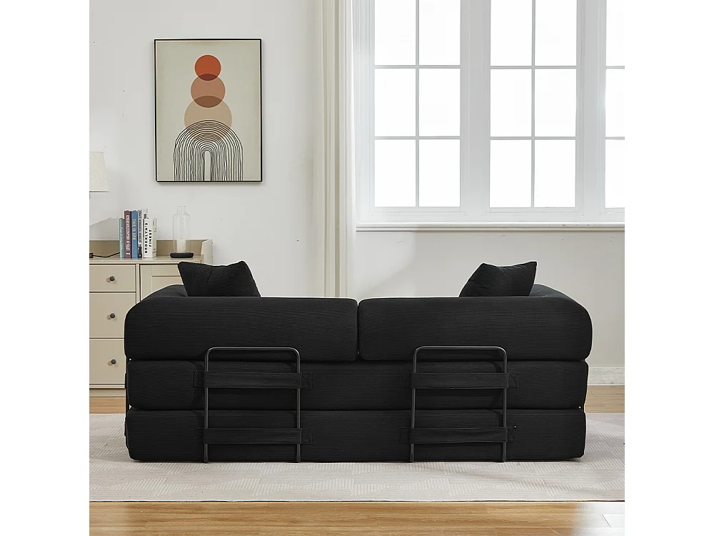 Canapé-lit convertible, canapé en velours côtelé avec matelas pliable, canapé de sol, aucun assemblage requis