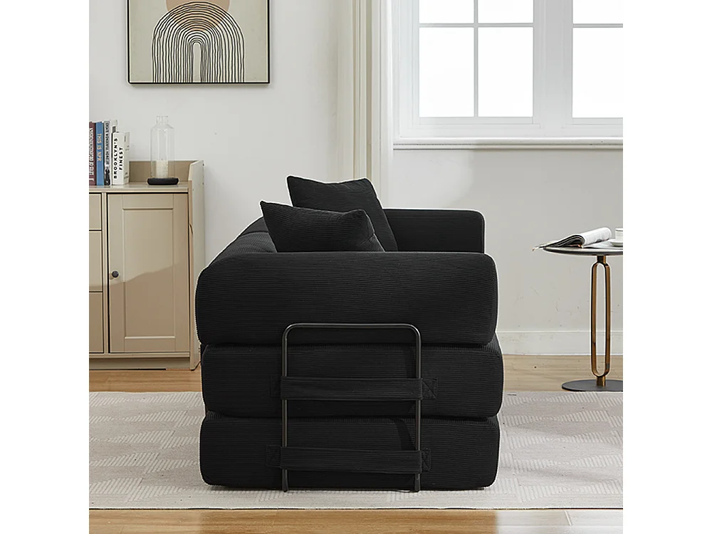 Canapé-lit convertible, canapé en velours côtelé avec matelas pliable, canapé de sol, aucun assemblage requis