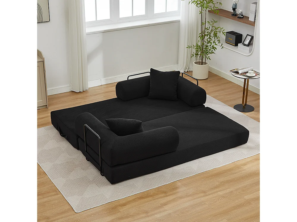 Canapé-lit convertible, canapé en velours côtelé avec matelas pliable, canapé de sol, aucun assemblage requis