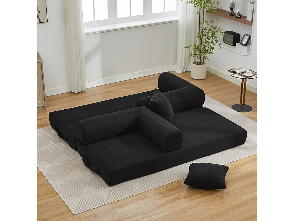 Canapé-lit convertible, canapé en velours côtelé avec matelas pliable, canapé de sol, aucun assemblage requis