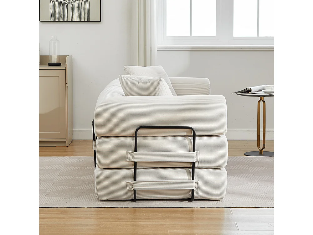 Canapé-lit convertible, canapé en velours côtelé avec matelas pliable, canapé de sol, aucun assemblage requis
