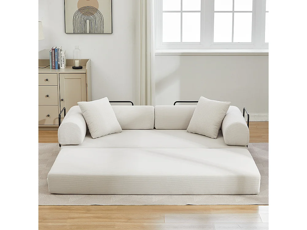 Canapé-lit convertible, canapé en velours côtelé avec matelas pliable, canapé de sol, aucun assemblage requis