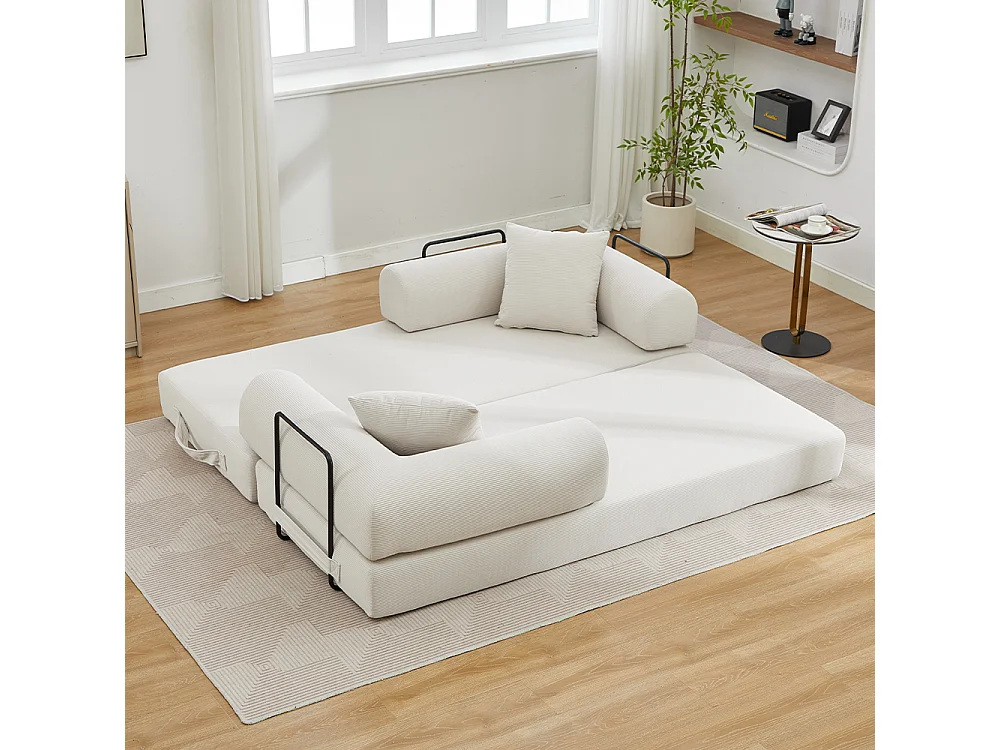 Canapé-lit convertible, canapé en velours côtelé avec matelas pliable, canapé de sol, aucun assemblage requis