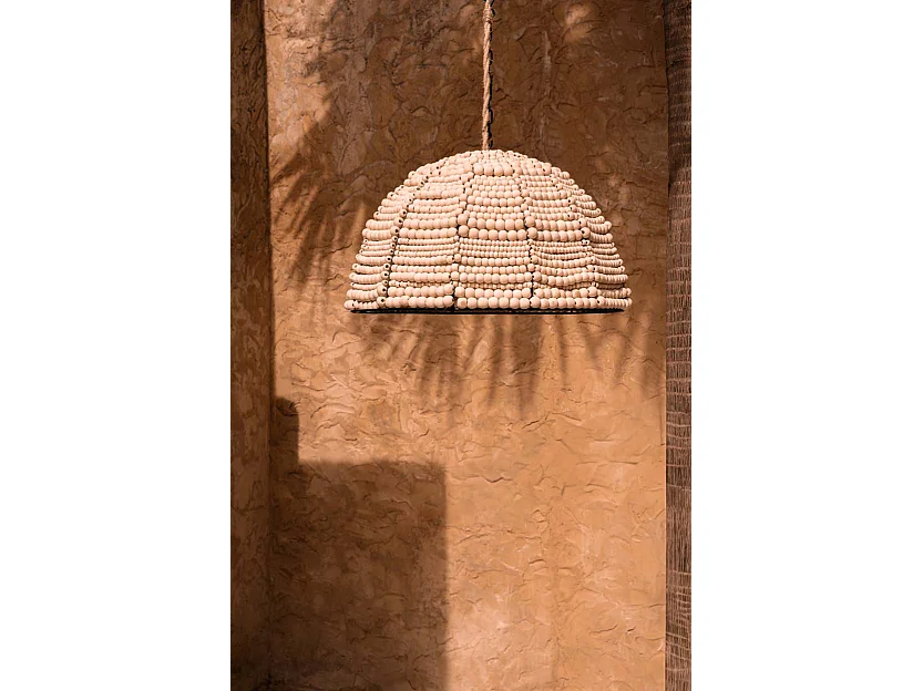 The Wooden Bead Dome Pendant - Natural