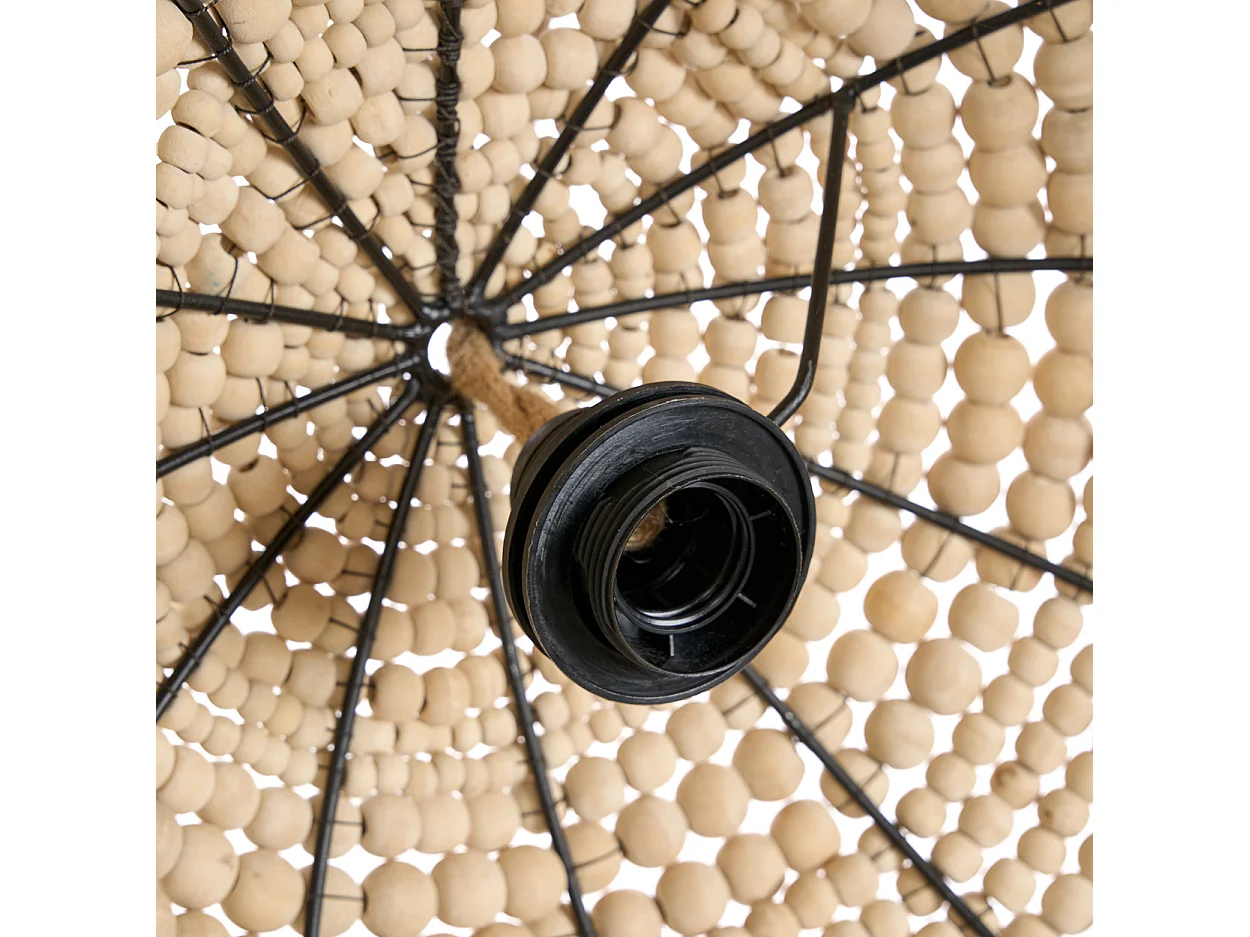 The Wooden Bead Dome Pendant - Natural