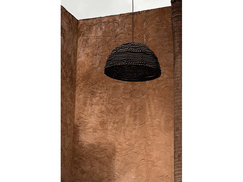 The Wooden Bead Dome Pendant - Black