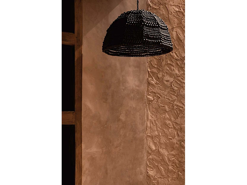 The Wooden Bead Dome Pendant - Black