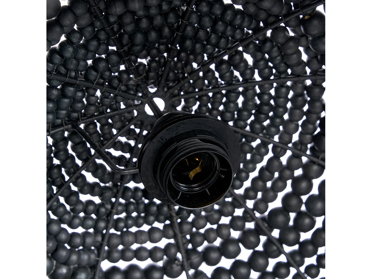 The Wooden Bead Dome Pendant - Black