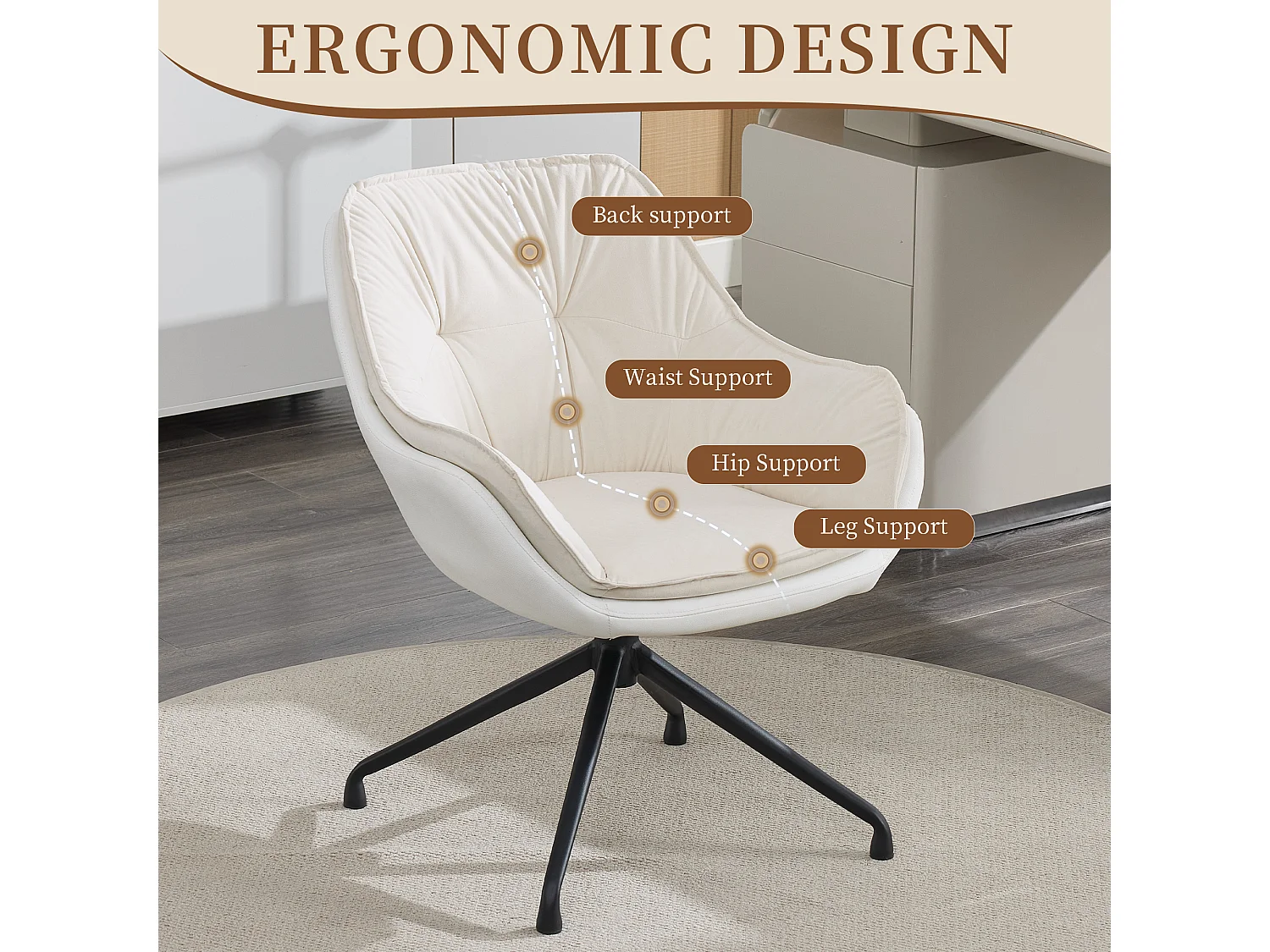 Chaise de bureau pivotante et confortable pour le télétravail