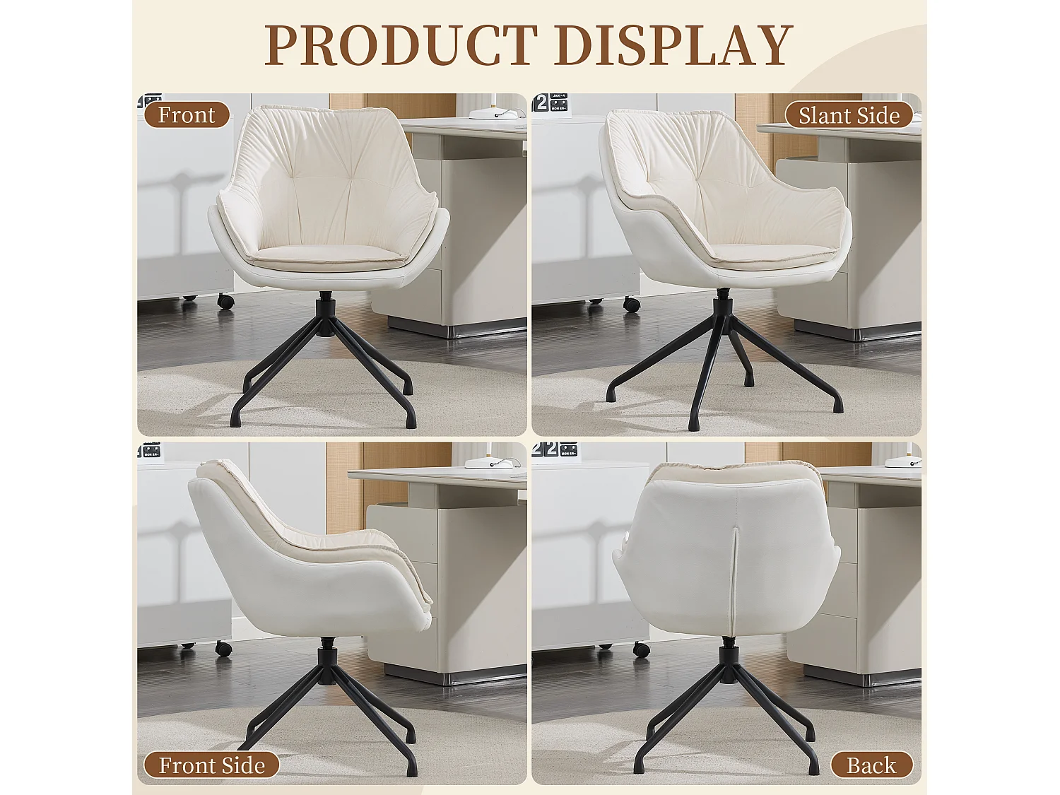 Chaise de bureau pivotante et confortable pour le télétravail