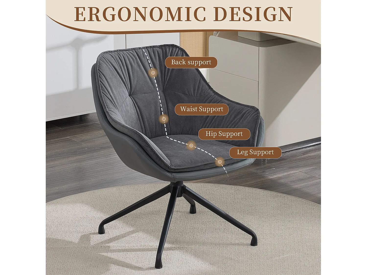 Chaise de bureau pivotante et confortable pour le télétravail