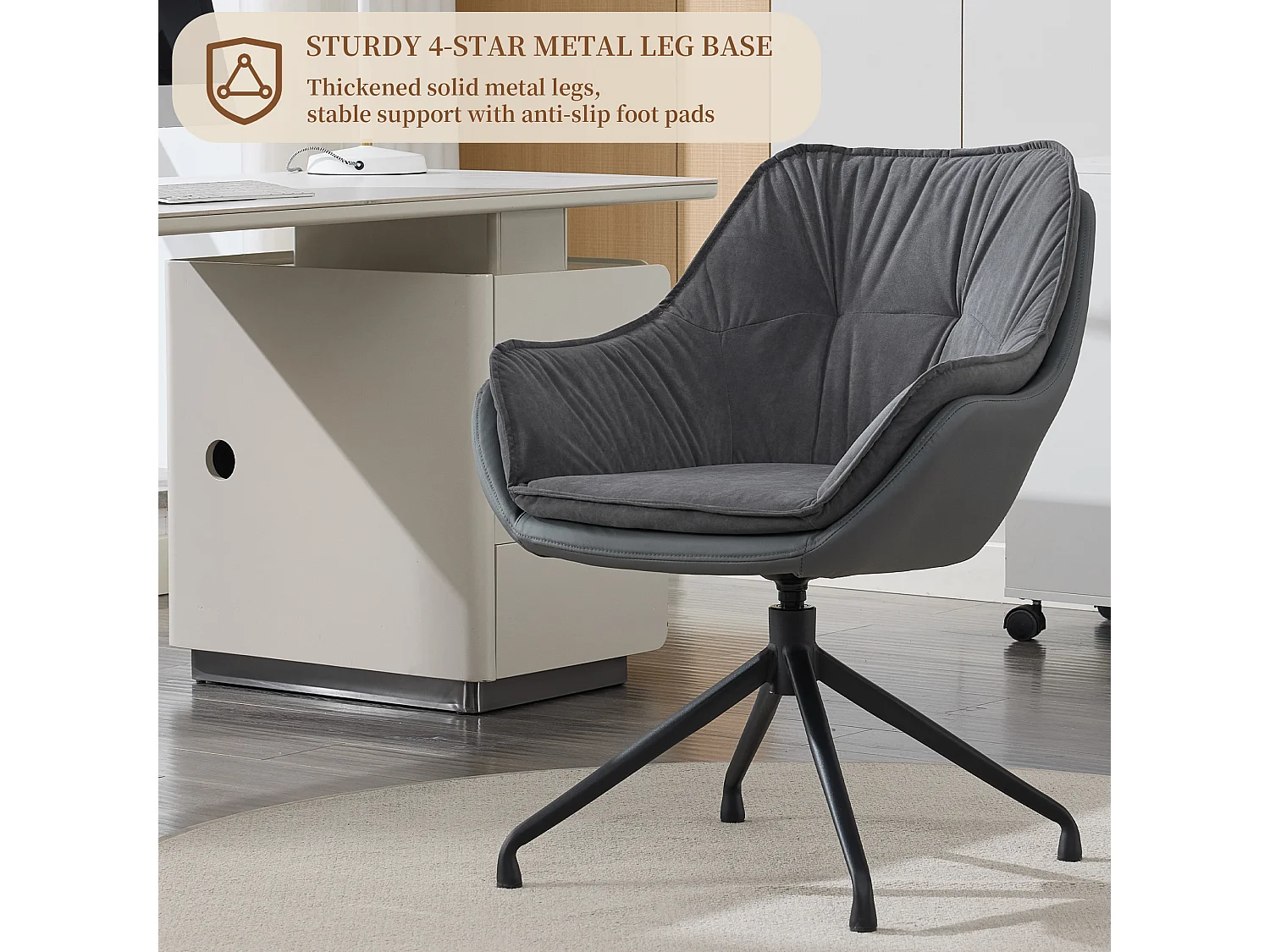 Chaise de bureau pivotante et confortable pour le télétravail