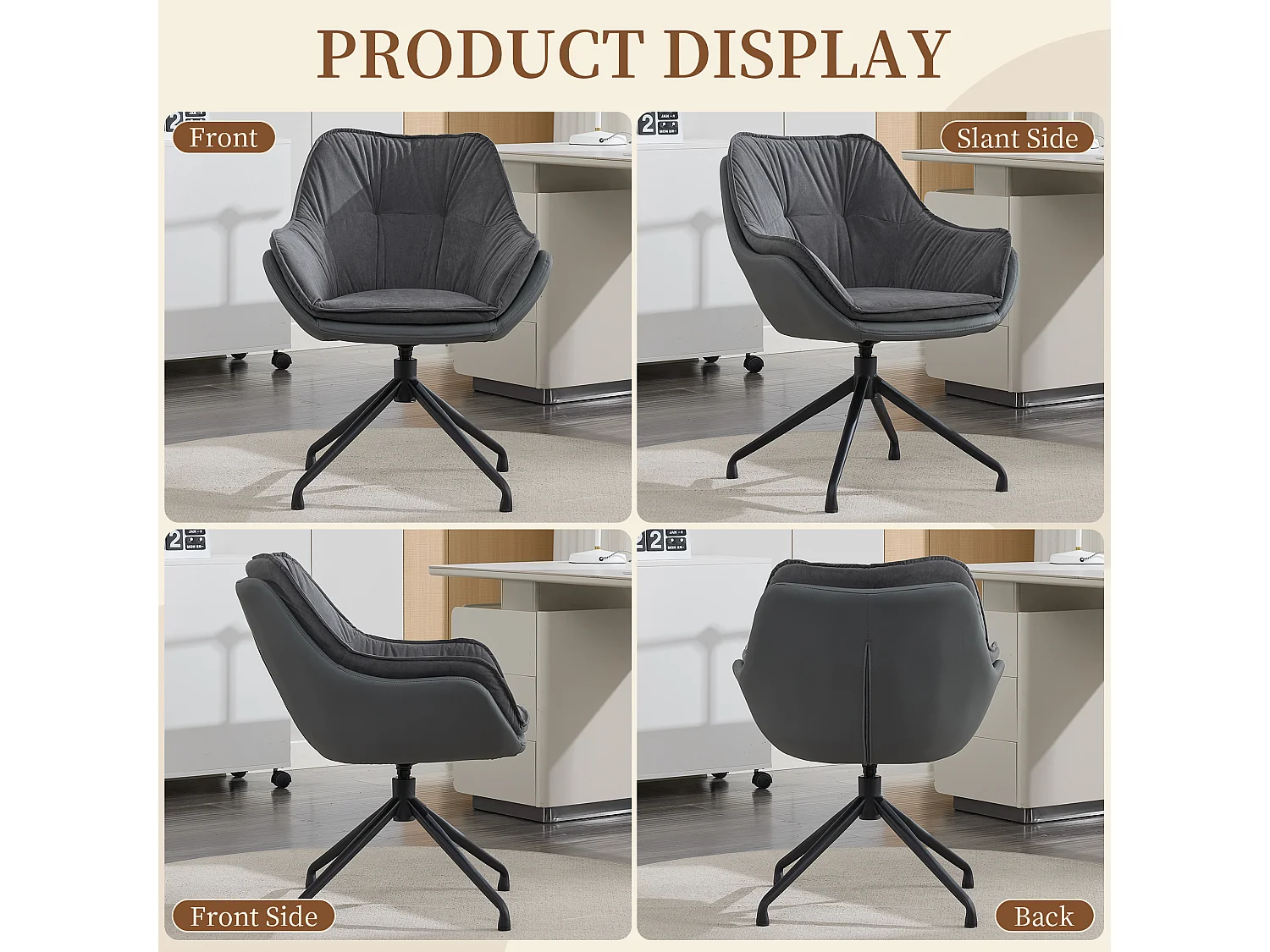 Chaise de bureau pivotante et confortable pour le télétravail