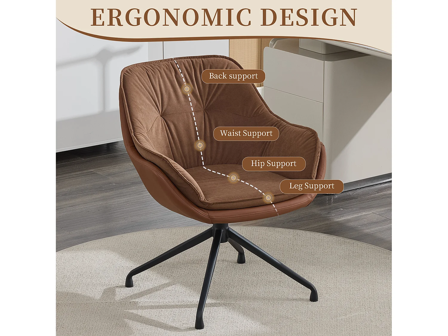 Chaise de bureau pivotante et confortable pour le télétravail