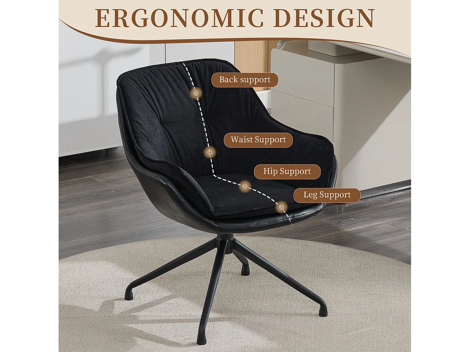 Chaise de bureau pivotante et confortable pour le télétravail