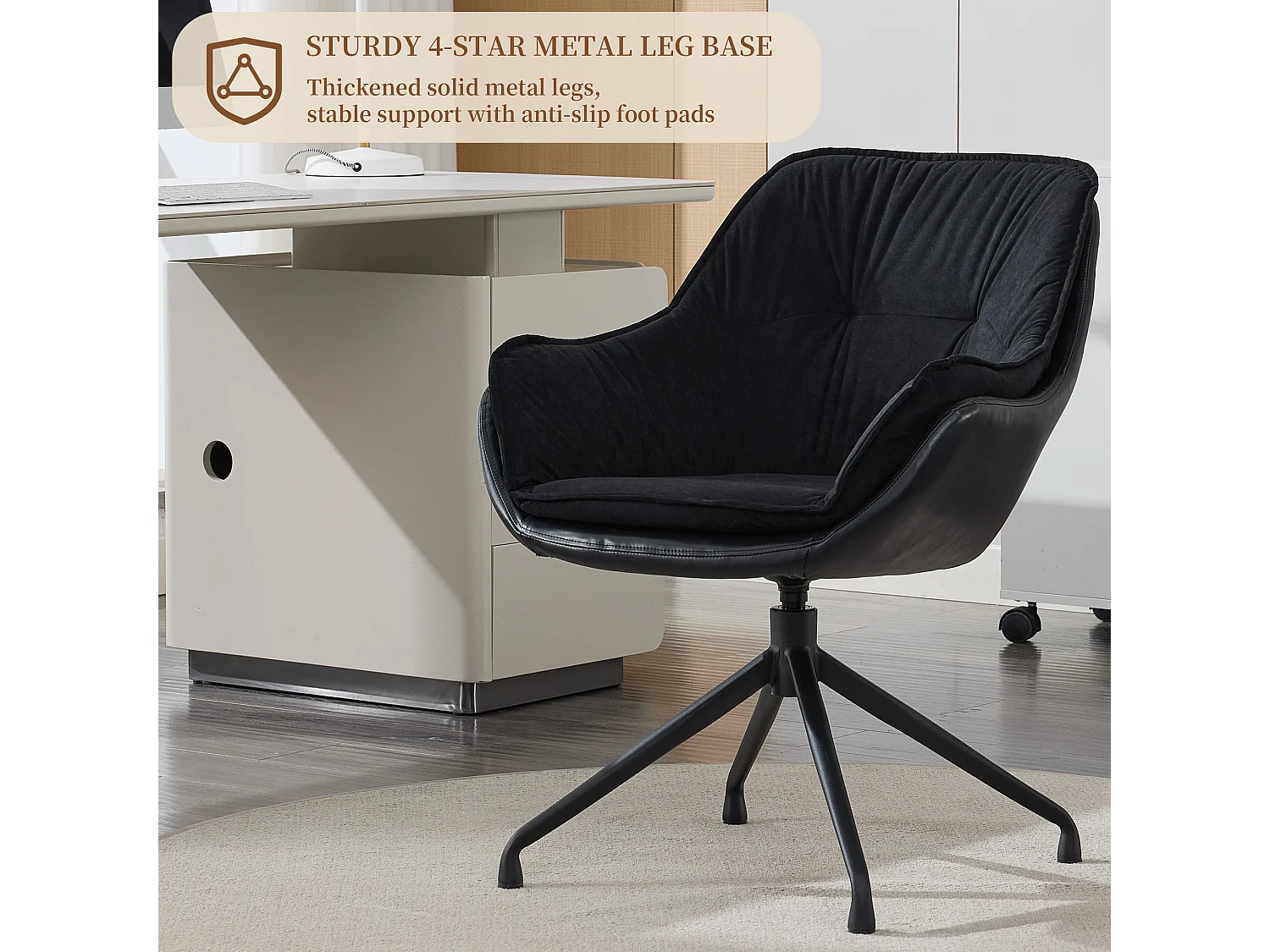 Chaise de bureau pivotante et confortable pour le télétravail