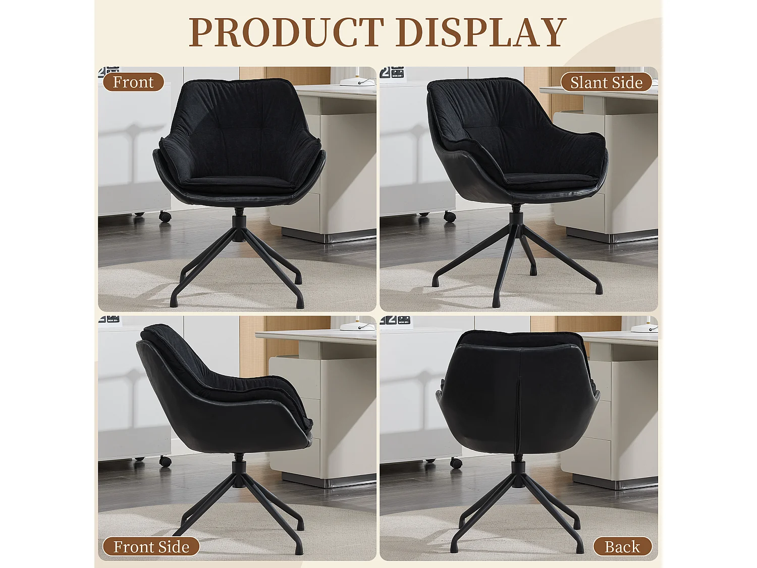 Chaise de bureau pivotante et confortable pour le télétravail