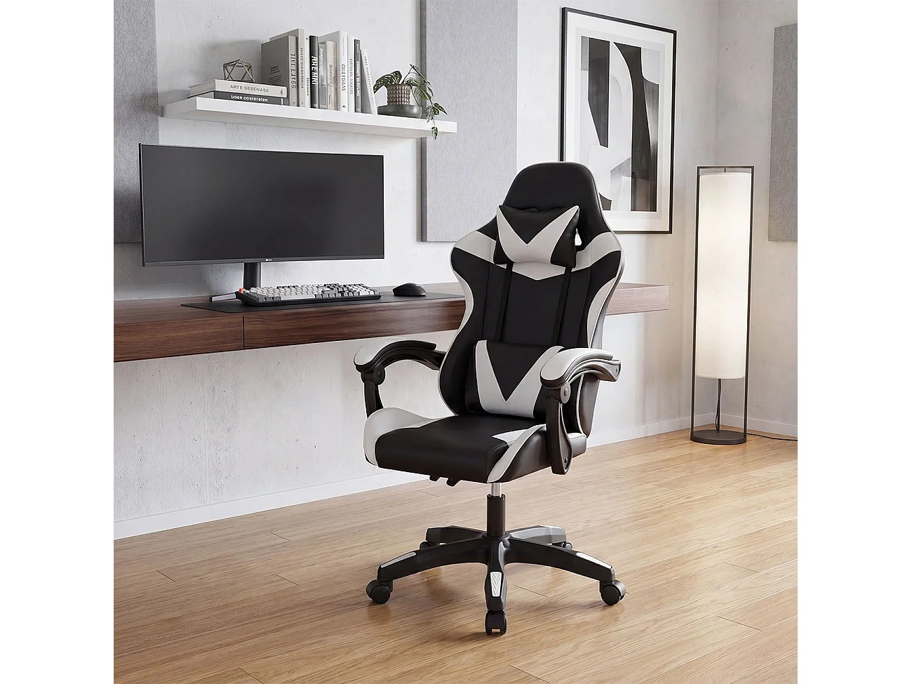 Silla gaming reclinable Viper 108-118 cm Negro - Blanco