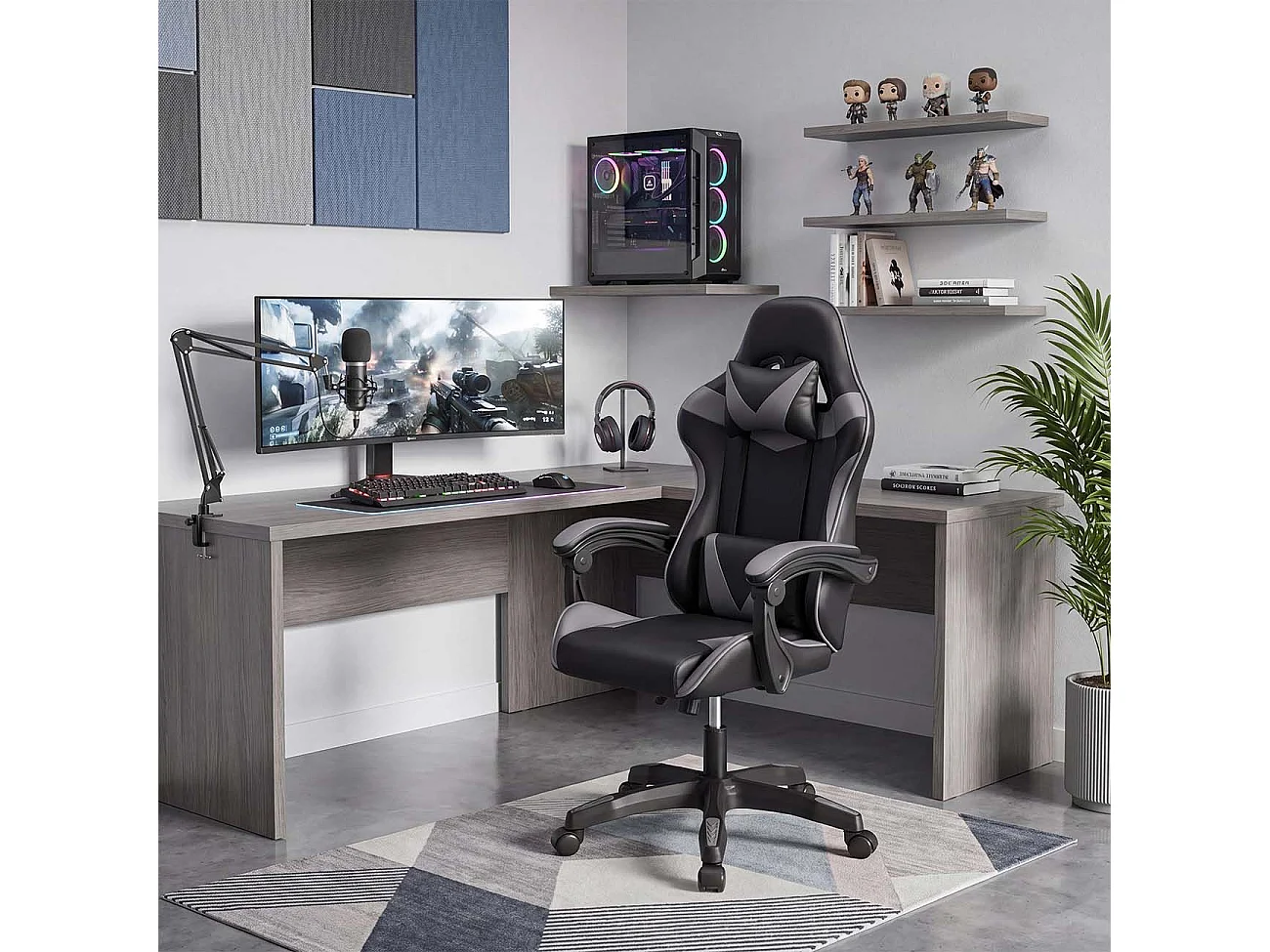 Silla gaming reclinable Viper 108-118 cm Negro - Gris