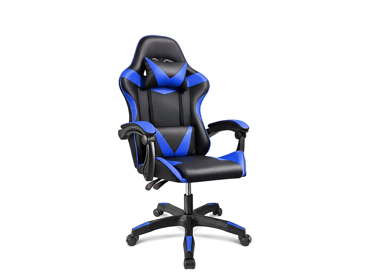 Silla gaming reclinable y con altura ajustable en negro y azul 117-128 cm Viper Negro - Azul