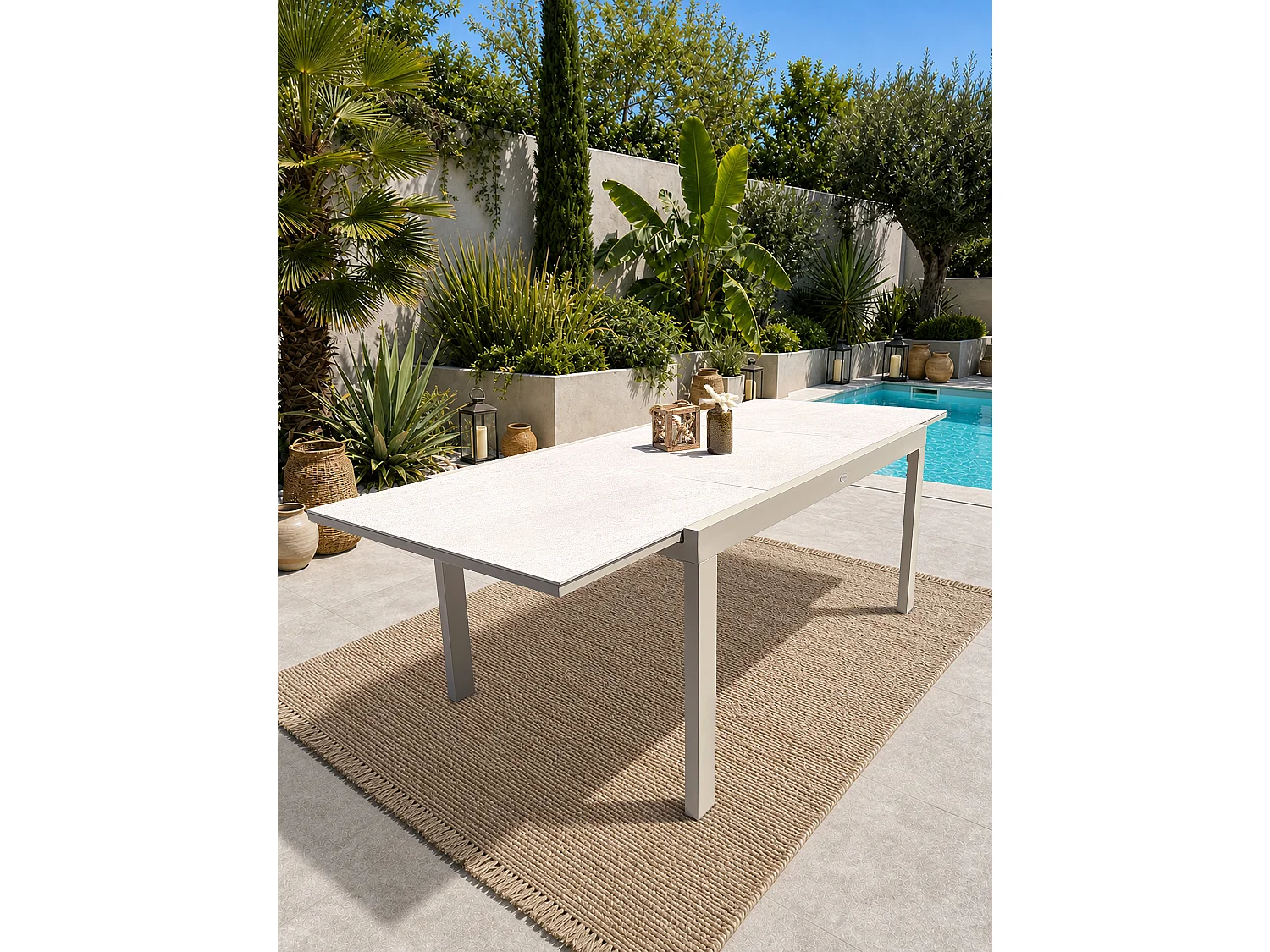 Table de jardin en aluminium et plateau sinterstone - KALIBO