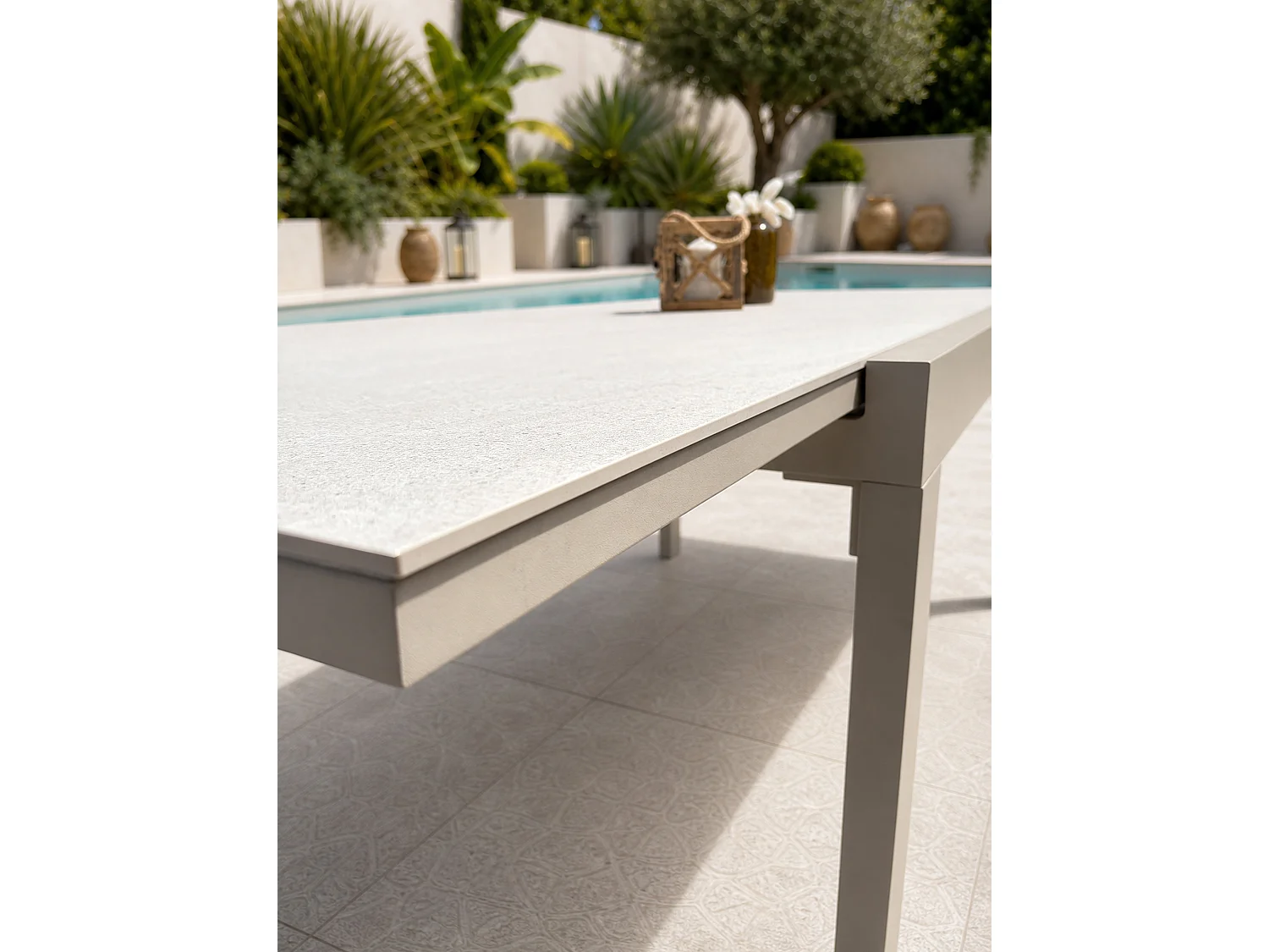 Table de jardin en aluminium et plateau sinterstone - KALIBO