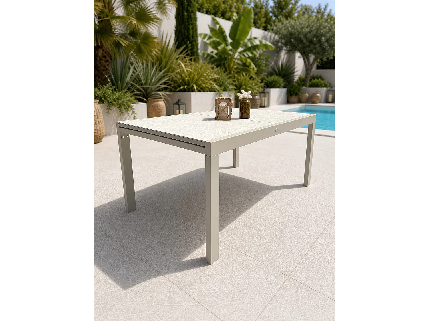 Table de jardin en aluminium et plateau sinterstone - KALIBO