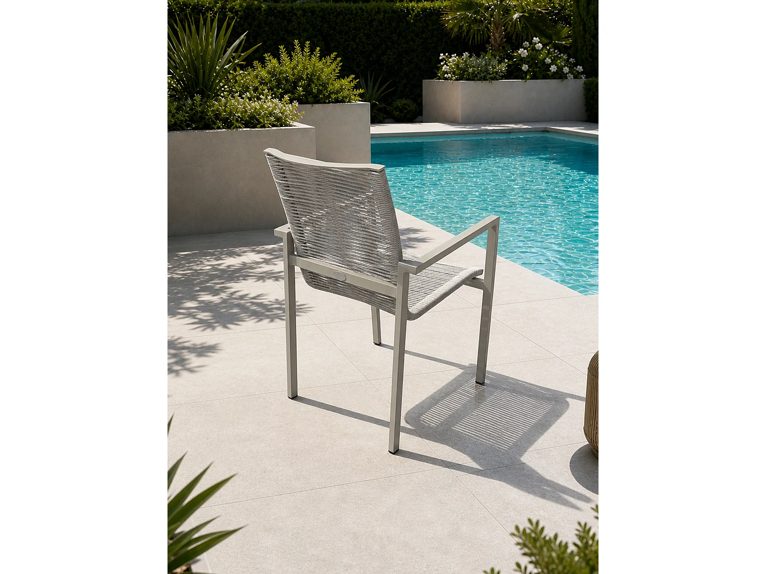 Set aus 2 Gartenstühlen aus Aluminium und geflochtenem Seil