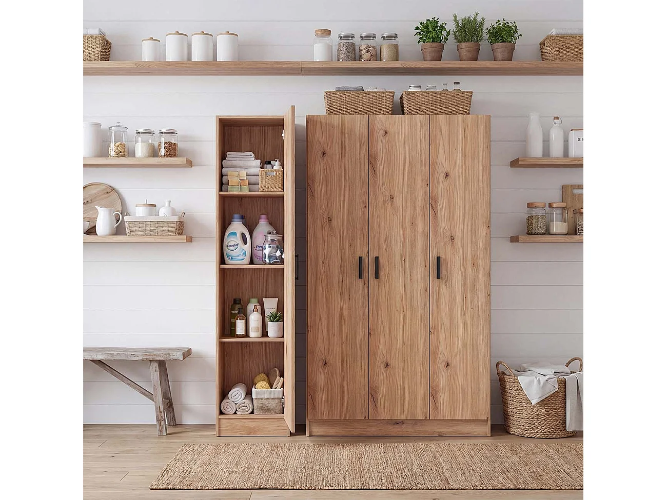 Armario de 3 puertas en roble alpine 109x180 cm Multi Useful Roble Alpine