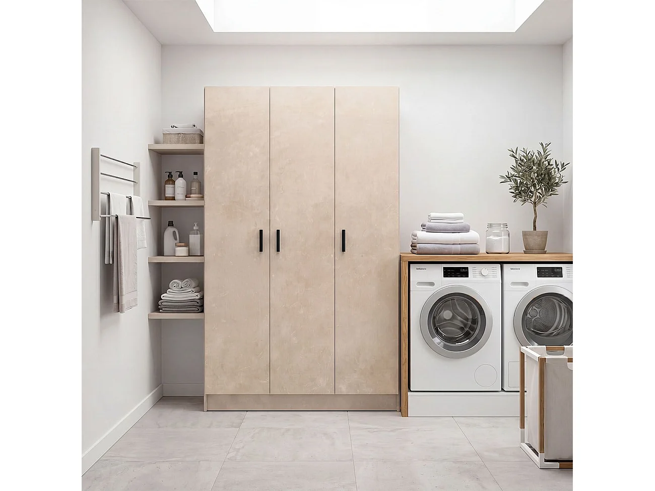 Armario de 3 puertas en microcemento beige 109x180 cm Multi Useful Microcemento Beige