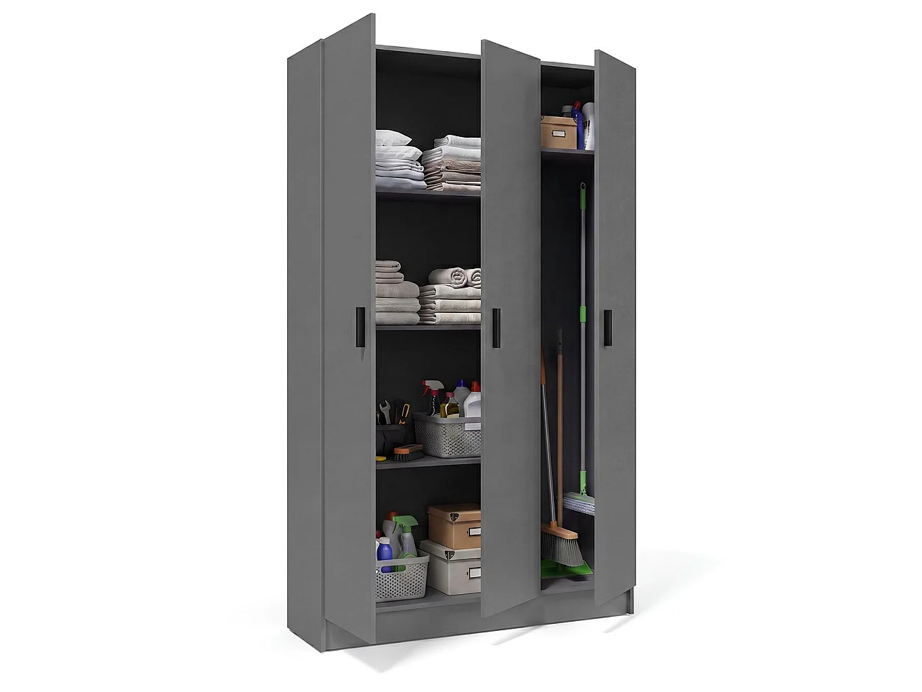 Roupeiro multiusos 110 de 3 portas Gris Grafito