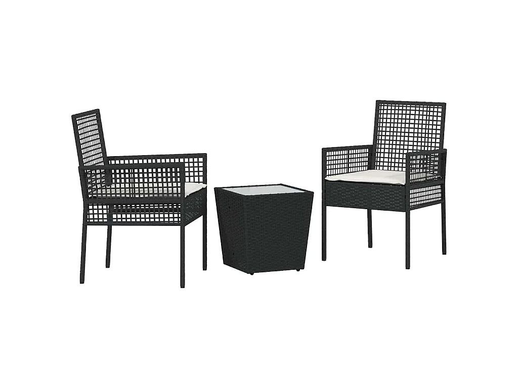 Juego Bistro de Jardín 3 piezas Negro Poliratán