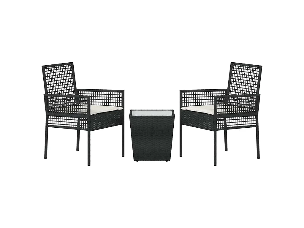 Juego Bistro de Jardín 3 piezas Negro Poliratán