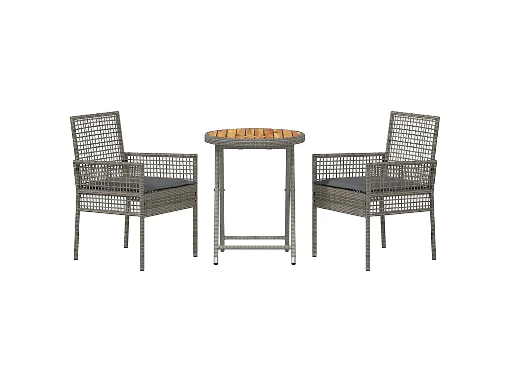 Juego Bistro de Jardín 3 piezas Gris Poliratán