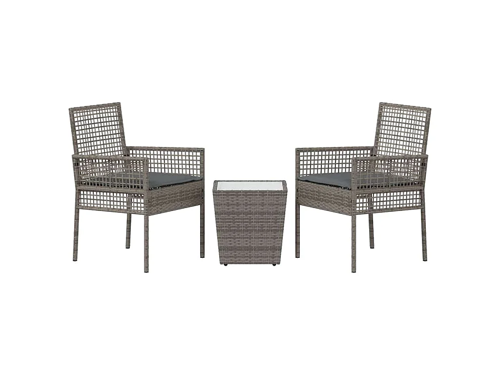 Juego Bistro de Jardín 3 piezas Gris Poliratán