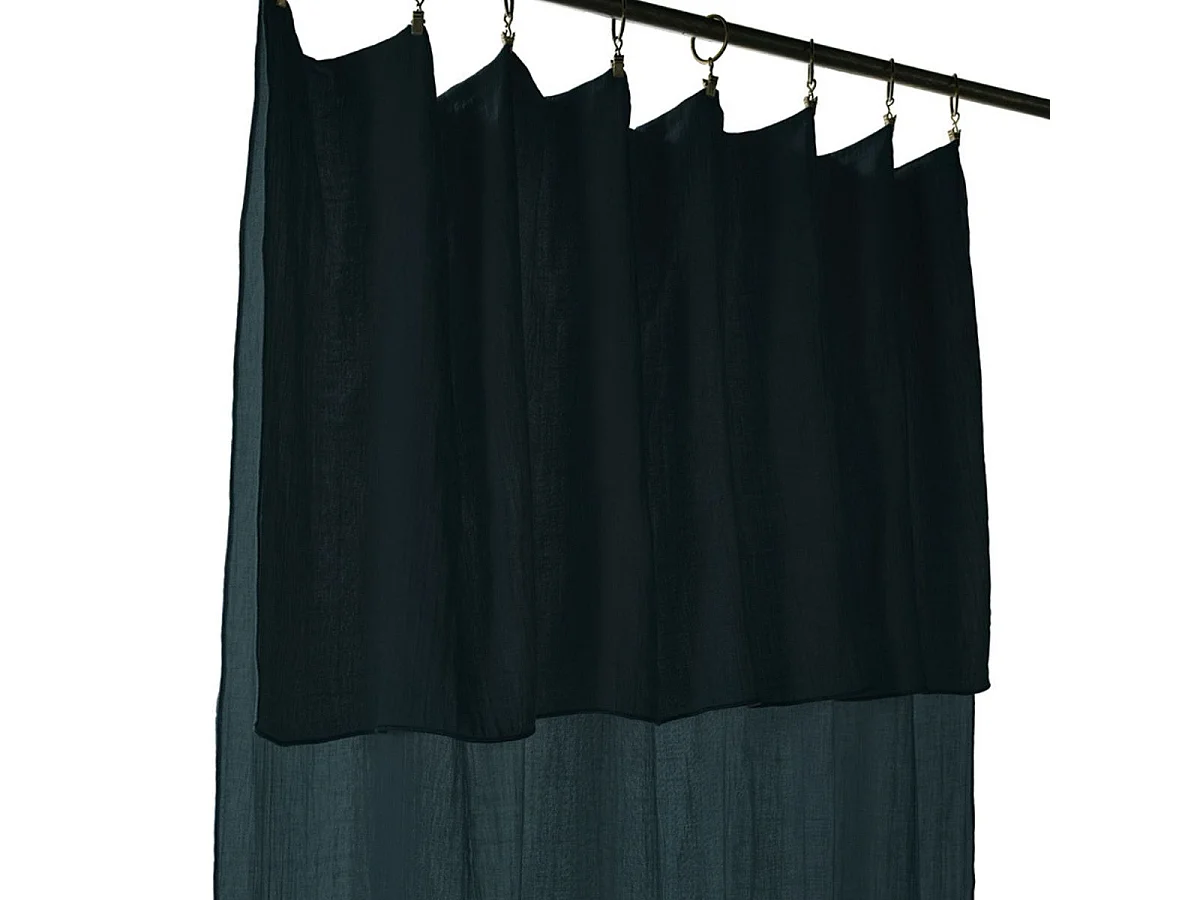 Rideau Ajustable 140x300 cm Gaze de Coton Sapin + 8 Anneaux Pince - OUREA